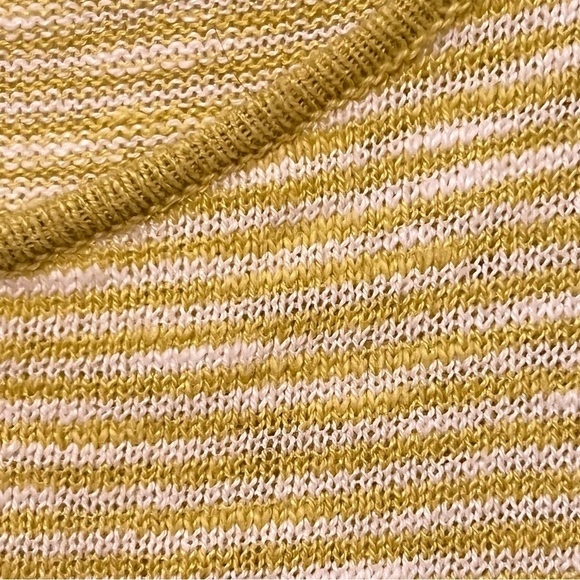 Eileen Fisher Organic Linen and Organic Cotton blend striped pullover yellow M - Picture 5 of 11